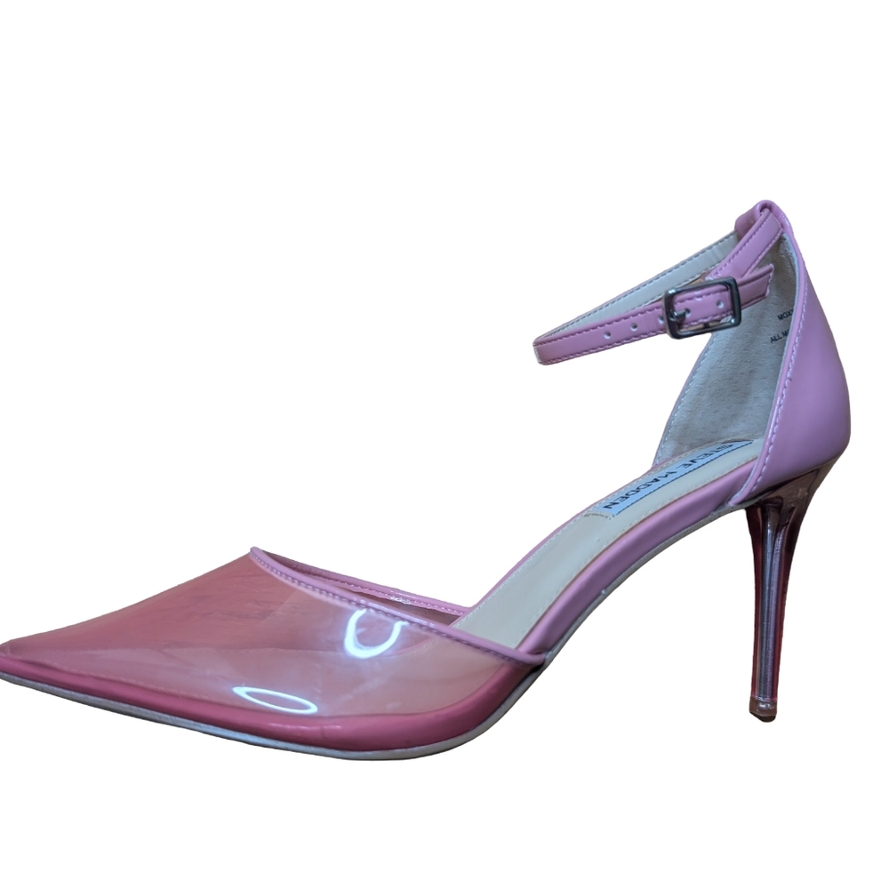 Steve Madden Moxxi Clear Pink Ankle Strap Heels Size 7.5